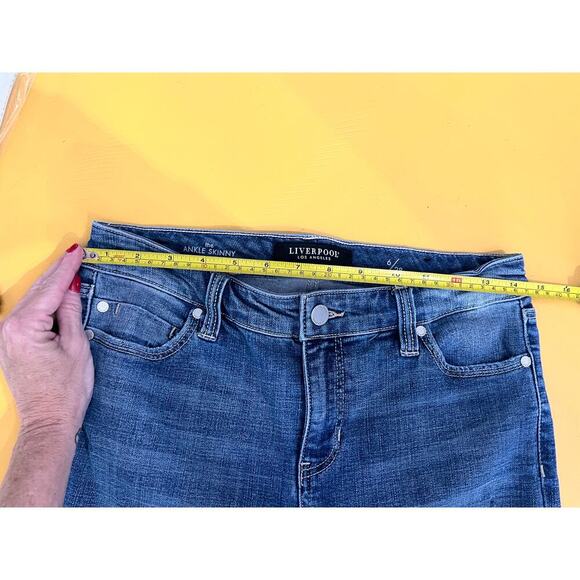 Liverpool The Ankle Skinny High Rise Distressed Denim Blue Jeans Size 6/28 - Picture 7 of 9